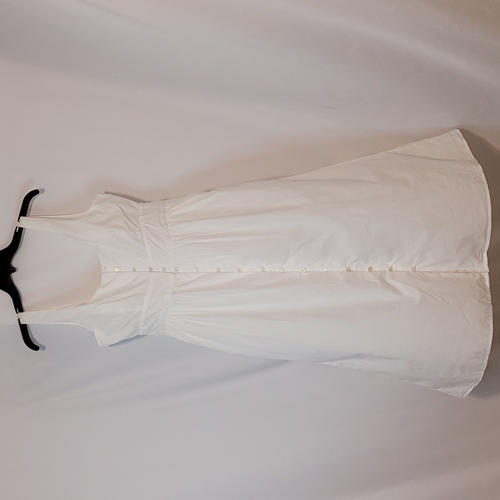 J Crew Women's White Button Front Cotton Popplin Dress - Picture 6 of 12
